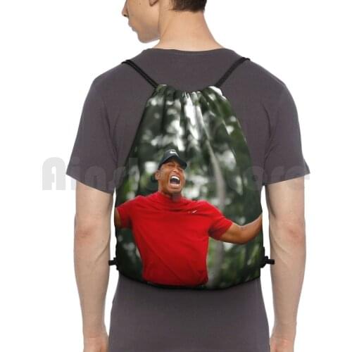 Celebrating His At The Masters Backpack Drawstring Bags Gym Bag Waterproof Sports Sport Legends Legendary Athlete Hero