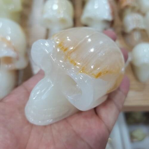 3 kinds of siz Natural Afghan Jade Skull Mineral Ornament Afghan Jade Skull Crystal Sculpture Home Decor Halloween and DIY Decor