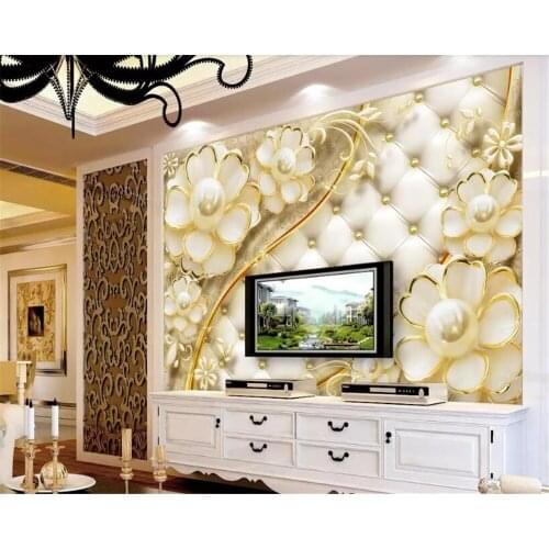 Beibehang Transparent floral wallpaper luxury jewelry 3d living room wallpaper background wall wall papers home decorVinyl wall