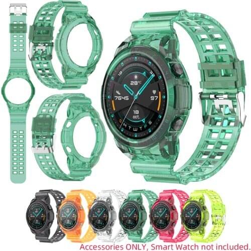 TPU Transparent Strap Wrist Band Watchband Frame Crystal Case For Huawei GT 2 46mm GT2 Sport Smart Watch Wristband Bumper Cover