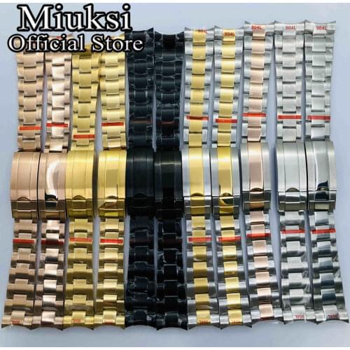 Miuksi 20mm high quality stainless steel watch band folding buckle fit 40mm watch case mens strap