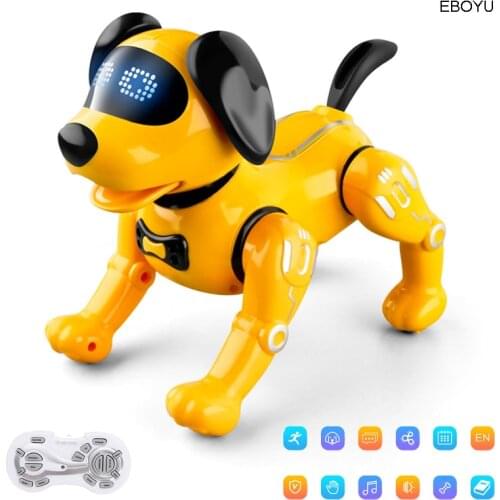 JJRC R19 Remote Control Dog Robot Toy Programmable Smart RC Robot Dog Robotic Kit with LED Eyes,Walking,Singing,Dancing for Kids