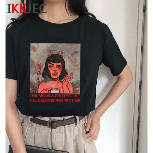 Satan Demon Death Scary T Shirt Women Devil Satanist Funny Cartoon T-shirt Grim Reaper Baphomet Tshirt Satanism Top Tees Female