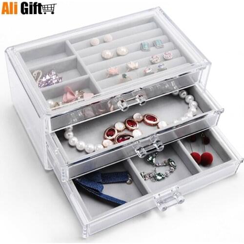 Transparent Plastic Tabletop Jewelry Box Womens Watch Receiving Box Earring Earrings Ear Clip Trinket Cosmetics Receiving Box