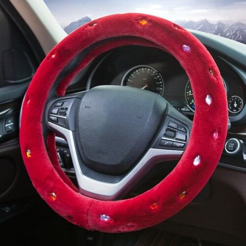 Universal Carr plush Steering-Wheel Covers Anti-slip Skidproof Durable 37-38CM/15" Dynamic Fibre Handmade Steering Wheel Cover