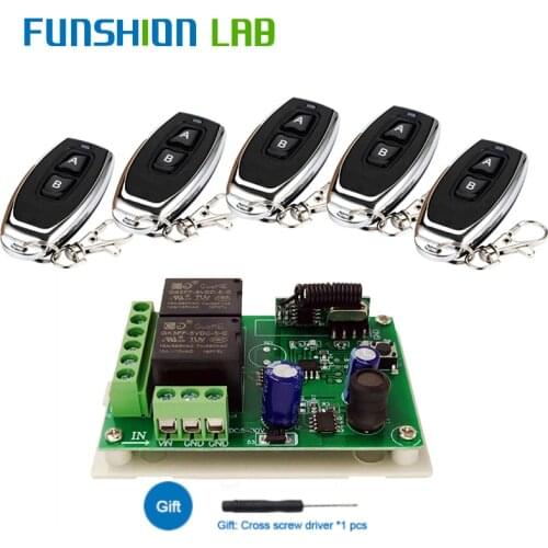 FUNSHION 433MHz Universal DC 6V 12V 24V 2CH Wireless Smart Remote Control Switch Receiver Module Transmitter For Lamp Motor