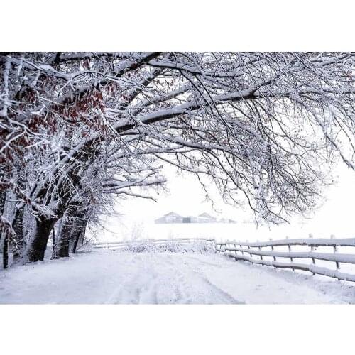 Snow Fence Trees Branches Photography Background Vinyl Photocall Backdrop for Chirdren Baby Portrait Photoshoot Photo Studio