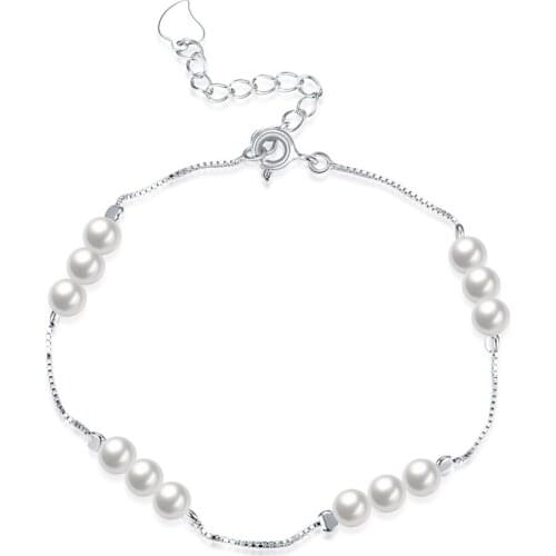 Women 925 Sterling Silver Bracelets Charm Simple Freshwater Pearl Silver Bracelets S925 for Lady Fine Jewelry Party Waist Wears