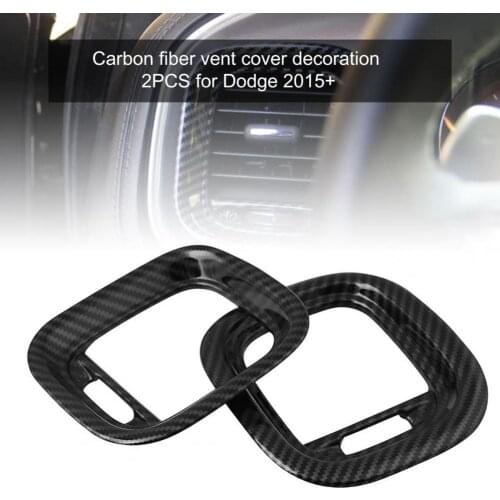 1 Pair Car Carbon Fiber Air Outlet Vent Panel Trim Cover Decor for Dodge Interior Accessories Automotive Interior Stickers