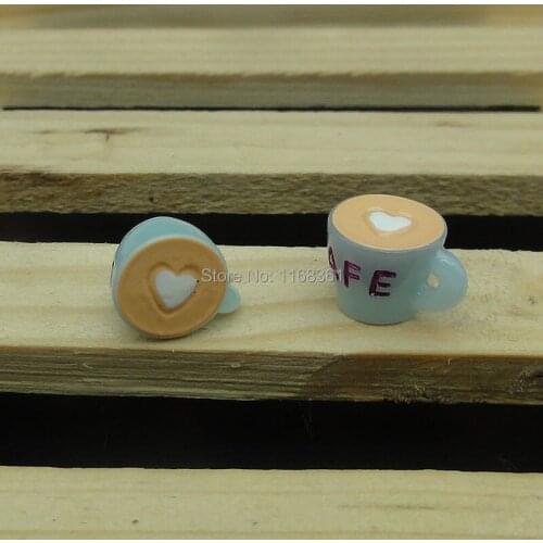 1pcs/lot resin solid blue Love Coffee cup 13mm fairy garden gnome moss terrarium crafts bonsai home decor for DIY A032-15