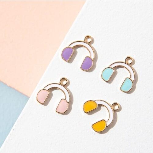 10Pcs Blue Enamel Gold Color Headset Charms Pendant for Jewerly DIY Making Bracelet Women Earrings Necklace Accessories Findings