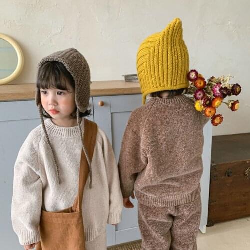 Girls Suits Sweatshirts +Pants 2Pcs/Sets 2021 Knitting Thicken Winter Autumn Warm Kids Toddler Kids Cotton Sport Sets Formal Chi