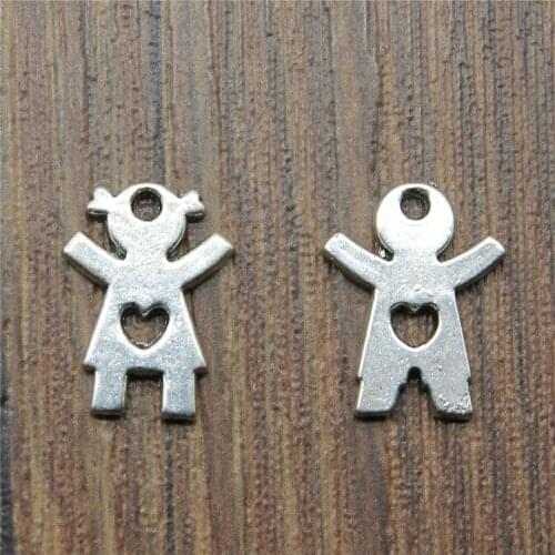 20pcs Girl & Boy Charms Pendant Antique Silver Color Boy & Girl Charm Pendants Jewelry Accessories DIY Girl Charms