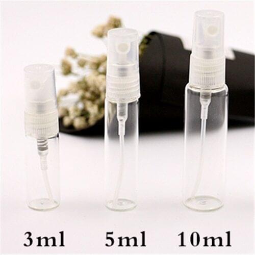 3ml 5ml 10ml 200pcs/lot Glass Spray Refillable Bottle Small Cosmetic Containter Transparent Perfume Vials Travel Wholesale
