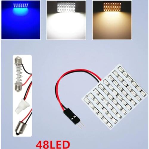 48 SMD Blue,White,Warm white Panel led car T10 BA9S Festoon Dome Interior Lamp w5w c5w t4w bulbs Car Light Source parking 12V