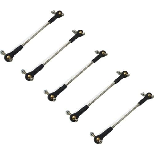 5pcs DIY Model Metal Push Pull Rod w Nylon Ball Head Buckle Screw Assembly Adjustable Servo Linkage Kit for RC Boat Car Aircraft