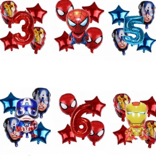 5pcs Disney Marvel Super Heroes 32'' Pure Blue Number Foil Balloons Birthday Decor Kids Favor Toys For Boy Favor Party Ball Suit