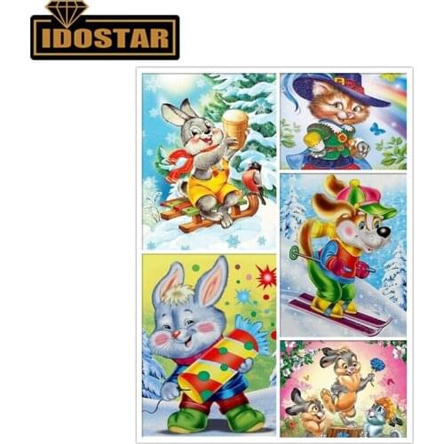 5d diamond painted cartoon rabbit and cat diamond embroidery picture diamond mosaic cross stitch christmas family decoration gif