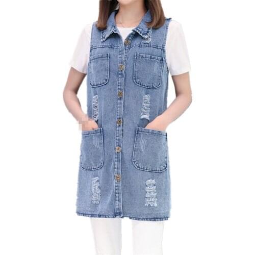 B2481 2021 new spring autumn sleeveless womens Korean version fashion worn through denim vest cheap wholesale