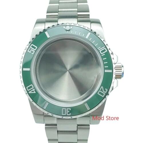 330ft 10BAR 40mm Green Silver Printing Bezel Diver Watch Case And Bracelet Mods Fit ETA2836 Miyota8215 Mov't Seagull Sub Style