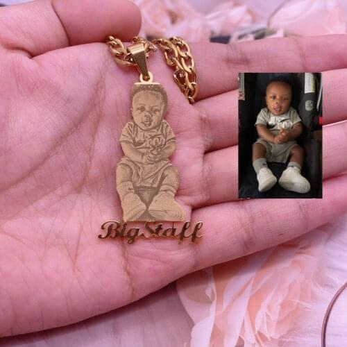 2021 Custom Picture Necklace Custom Stainless Jewelry Pendant With Picture Chain Necklace For Women Child Baby Jewelry