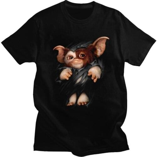 Gremlins T Shirt for Men Soft Cotton Tshirt Casual Tee Tops Short Sleeved Gizmo 80s Movie Mogwai Monster Horror T-shirts