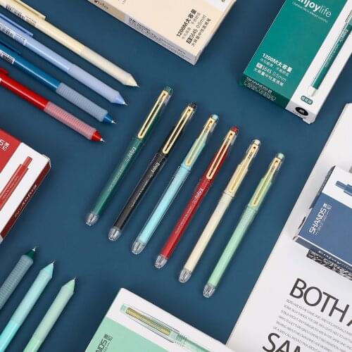 JIANWU 8pcs/6pcs 2 Styles Creative Straight Liquid Pen Press Gel Pen Retro Color Black Red Ink Writing Pen School Stationery