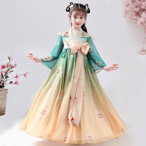 Chinese Hanfu Girl Clothes Fairy Dress Hanfu Chinese Ancient Tang Dynasty Performance Cosplay Hanfu Kids Children Tang Costume