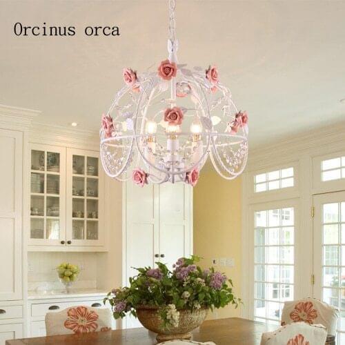 Korean garden flower and grass lamp LED Iron Art Chandelier creative birdcage chandelier garden birdcage restaurant Chandelier