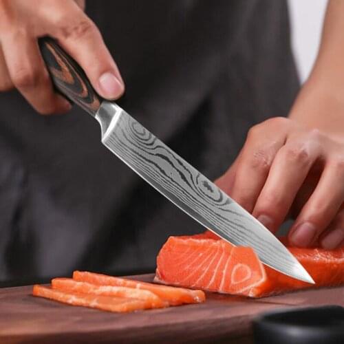 Kitchen Knives Laser Damascus Pattern Chef Knife Sharp Santoku Cleaver Slicing Utility Knives Resin Handle Multi-purpose Knife