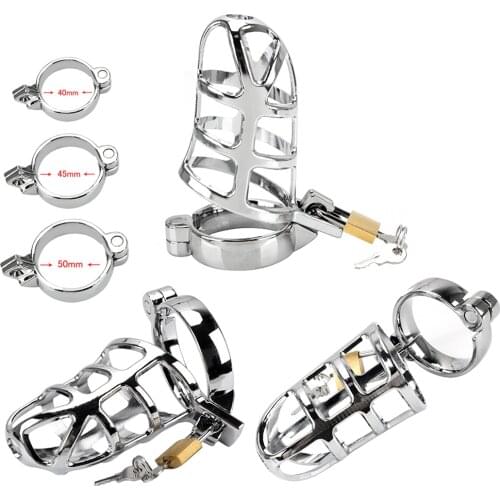 OLO Penis Cock Ring Sleeve Lock Chastity Belt Sex Toys for Men Metal Cock Cage Male Chastity Device Lockable 40/45/50mm