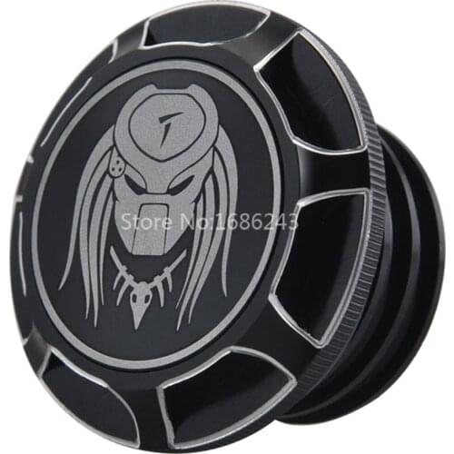 Motorcycle Aluminum Predator Mask Black Fuel Gas Tank Oil Cap Cover For Harley XL Dyna Softail Touring Road King Trike Models