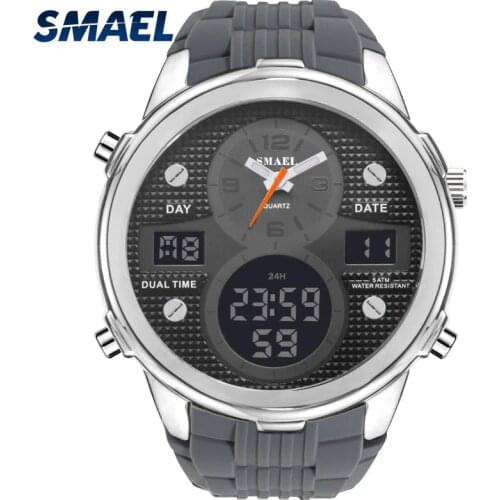 SMAEL Men Fashion Casual Quartz Wristwatches Digital Electronic Clock LED Automatic Alarm Watch1273 Men Sport Watches Waterproof