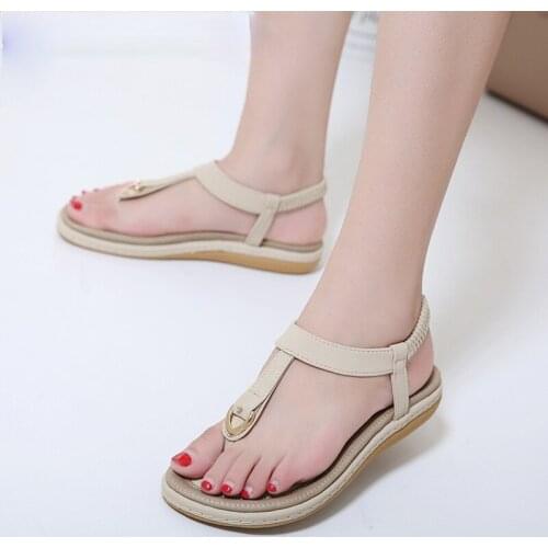 2021 New Womens Sandals Vacation Beach Seaside Womens Shoes Buckle Large Size Comfortable Ethnic Style Comfortable