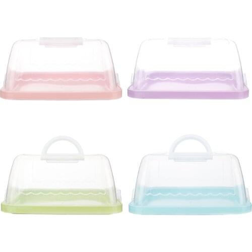 Portable Plastic Square Cake Box Cupcake Dessert Container Case Handheld Carrier HX6D