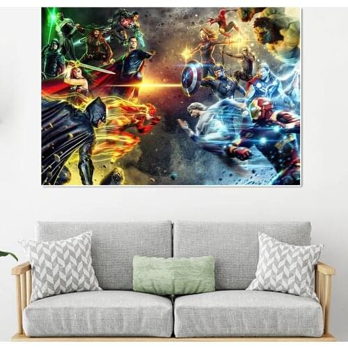 Marvel Superhero Movie Poster And Print Avengers Fight Canvas Painting Wall Art Picture Home Kids Living Room Decoration Mural