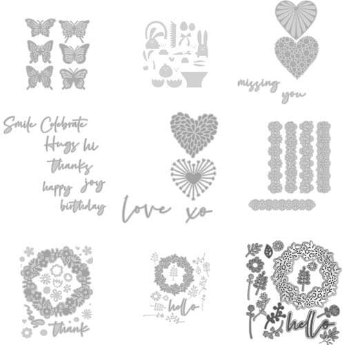 Cutting Dies Butterfly Love Letter Printing Flower Lace Borders For DIY Scrapbooking Embossing Paper Cards Dies 2021 New Craft