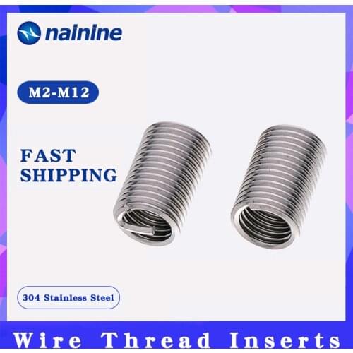 M2-M12 304 Stainless Steel Wire Thread Insert Screw Bushing Wire Screw Sleeve Thread Repair A086