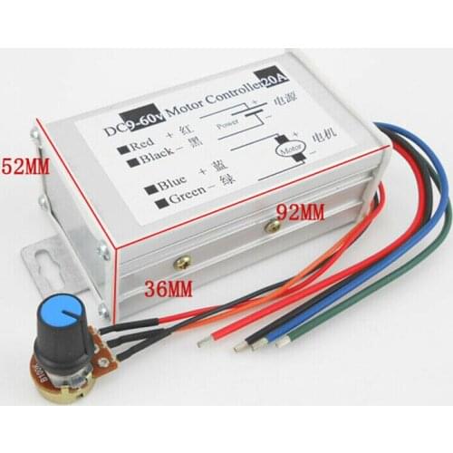 DC 9V-60V 12V 24V 20A 25KHZ PWM Motor Speed Controller Governor Regulator Switch