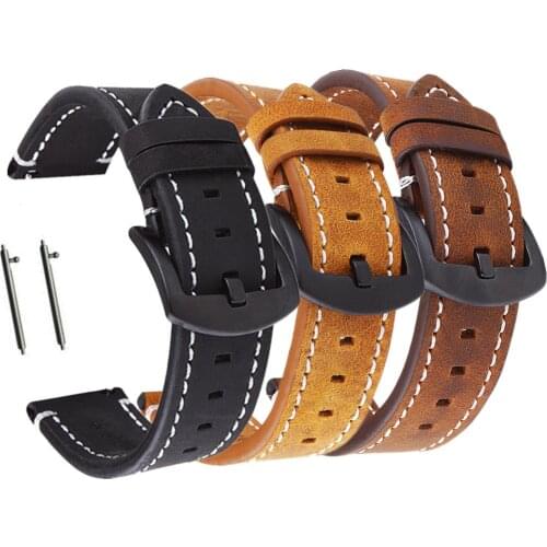 Cowhide Watchbands 18 20 22mm Women Men Quick Release For Samsung Gear S3 Genuine Leather Vintage Watch Band Strap