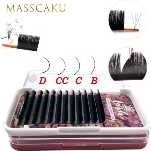 MASSCAKU Super Long Blooming Easy Fanning Eyelash Extensions Blooming 0.05/0.07/0.10 8-18mm Faux Mink Fan Lashes