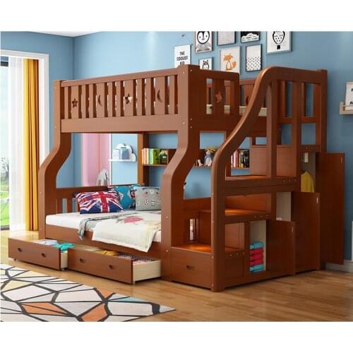 Solid wood wardrobe bunk bed double bunk bed multi-purpose adult size mother bed children bunk bed