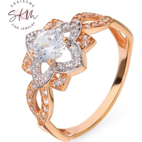 SKM Designer 14k rose gold rings for women moissanite rings wedding rings designer Promise Luxury Fine Jewelry