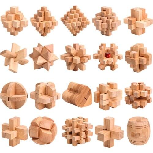 Kongming Lock Chinese Traditional Wooden Intelligence Toy Luban Lock Classical Brain Teaser Game Toy Chidrens Educational Toys