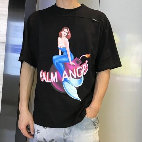 Palm Angels Los Angeles Mermaid street hip-hop silhouette loose short-sleeved T-shirt 126746