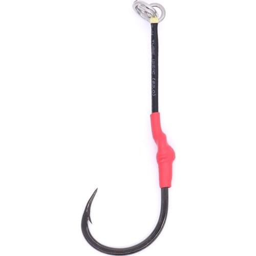 CASTFUN Mustad Assist Hook 3/0 5/0 7/0 8/0 9/0 High Carbon Steel Slow Jig Hook Kevlar Line Solid Ring Split Ring Hook Fishing 4p