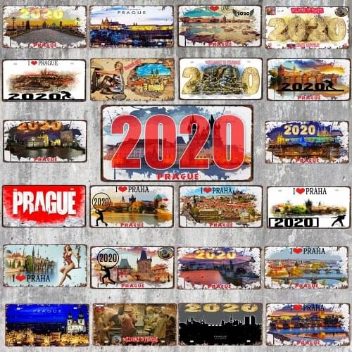 【YZFQ】30X15CM love Prague City Charles Bridge Travel Souvenir Vintage Metal Sign Wall Home Shop Craft Decor Plaques DC-1211B