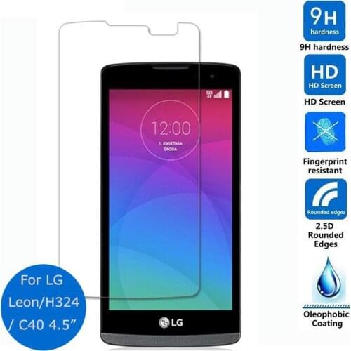 For LG Leon tempered glass Protective film 0.26mm guard 9h Safety screen protector on H324 H320 H340F H340n H345 Y50 C40 Dual