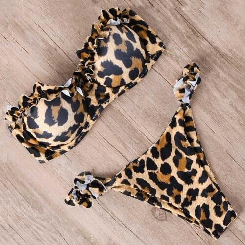 Swimwear women 2019 two piece push up bikini brazilian thong bikini set leopard swimsuit female mayo swimming bathing suit