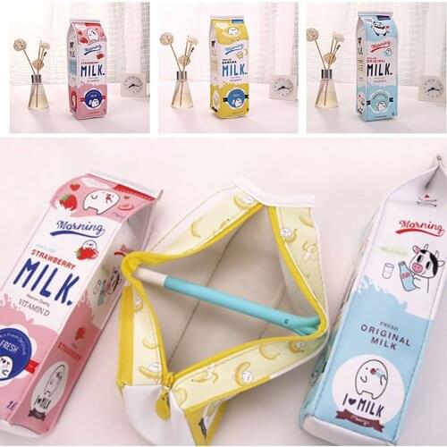 1PC Cute School Case Korea School Pencil Case Milk Pencil Case Unusual Pencil cases For Girls Boys School Supplies